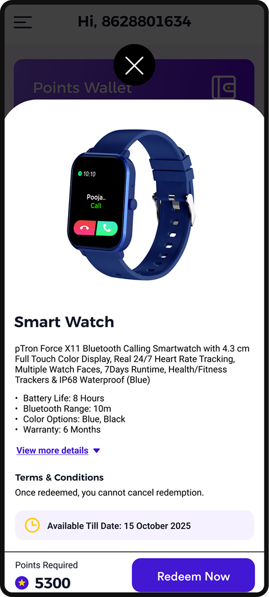 point-based loyalty program redeem product